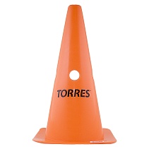 Конус тренировочный "TORRES" арт. TR1009, высота 30 см, с отверстиями для штанги TORRES, пластмасса, оранжевый