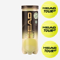 Мяч теннисный HEAD TOUR XT 3B, 570823, уп.3 шт,одобр.ITF,сукно,нат.резина,желтый